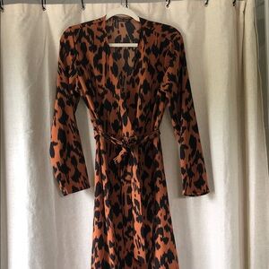 SHEIN Animal Print Dress with Tie Waist